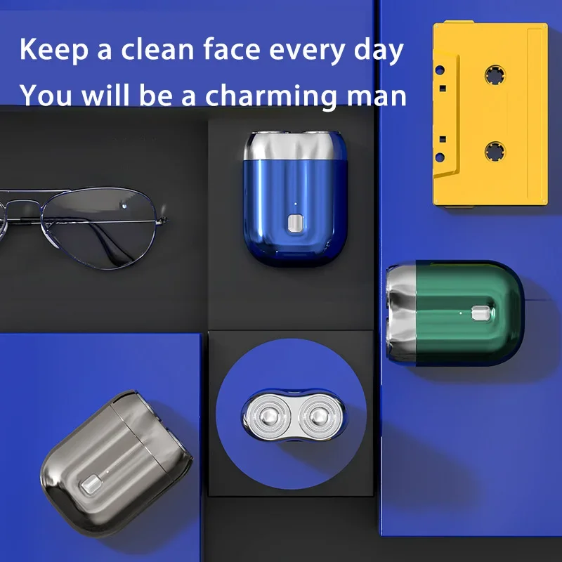 ماكينة حلاقة مغناطيسية صغيرة برأسين من النوع C شحن ماكينة حلاقة كهربائية صامتة قابلة للغسل محمولة للرجال والنساء ماكينة حلاقة كهربائية جديدة