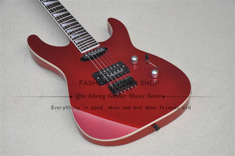 Metallic Red Electric Jack Guitar Maple Neck Set In Basswood Body Fixed Bridge Black Tuner