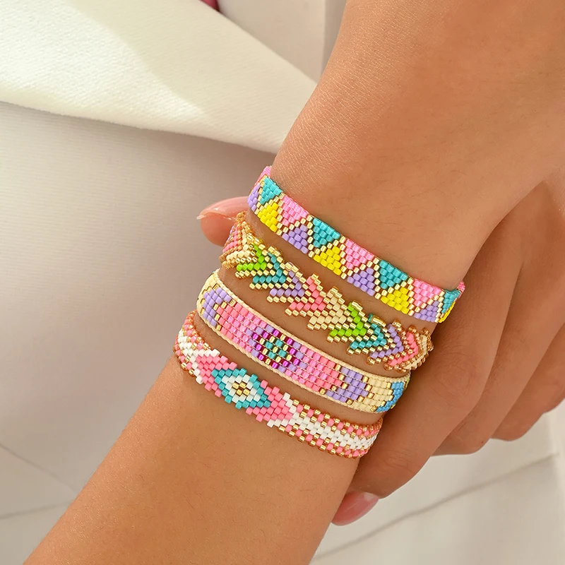 4Pcs/Set Miyuki Beads Bracelet Couple Bracelets Set Gift Lovers' Jewelry Handmade Loom Woven Jewellery Wide Pulseras