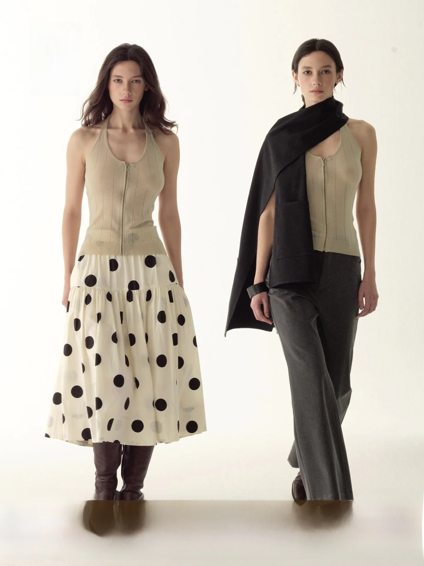 

Женский укороченный жилет из смесовой шерсти с ретро-текстурой, вязаный, приталенный, с воротником-халтером, на молнии, повседневный, цветной