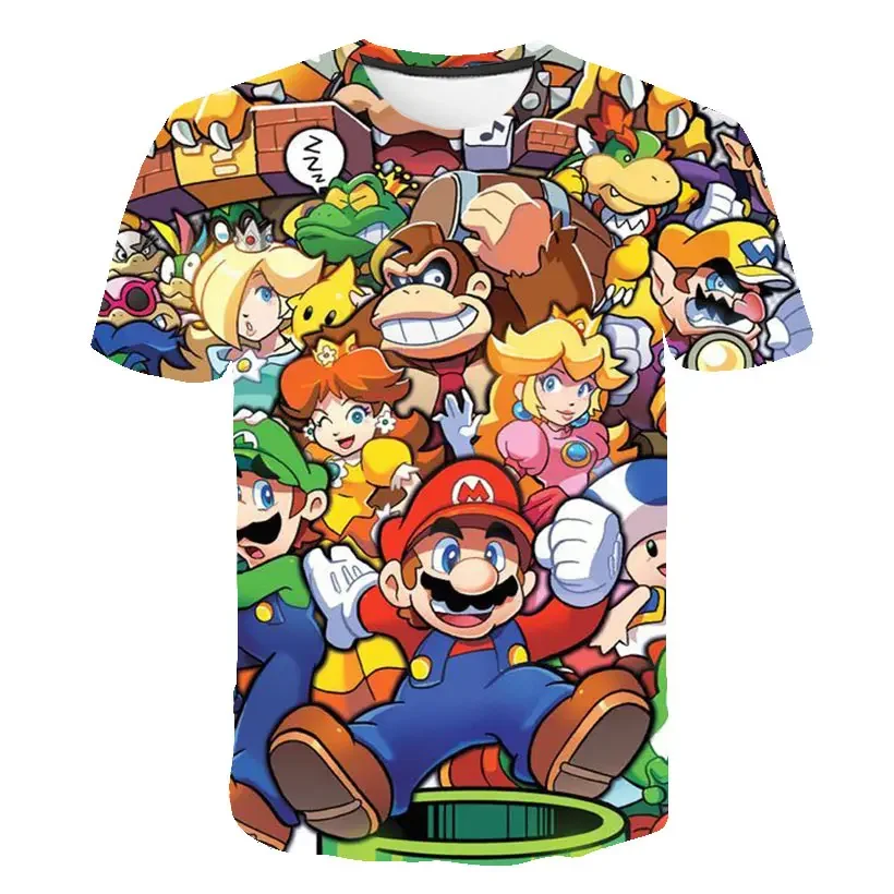 Child Game Super Mario Bros T Shirt Kids Boy Cartoon Clothes Tops Tees Boys T-shirt Luigi Mario T-shirts Children's Short Sleeve