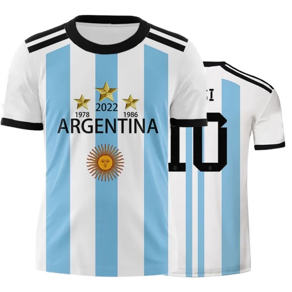 2025 Popular Loose T-shirt Argentina Jersey Messi Size 10 Short Sleeved International Jersey Round Neck Plus Size Sports Shirt