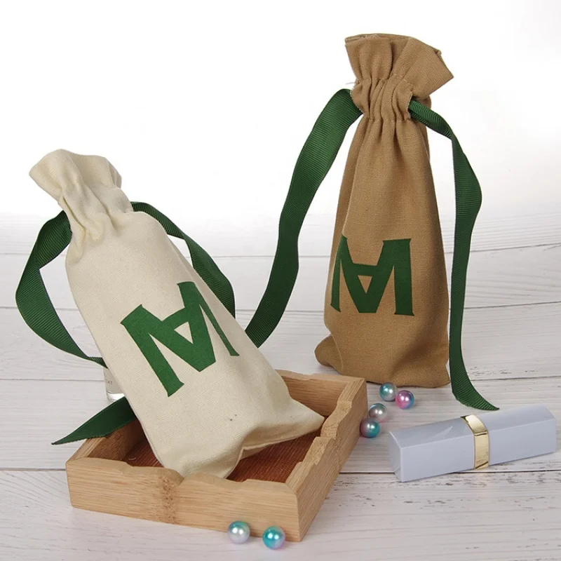 custom.Custom% Organic Cotton Muslin Drawstring Pouch with Printed Luxury Textile Packaging