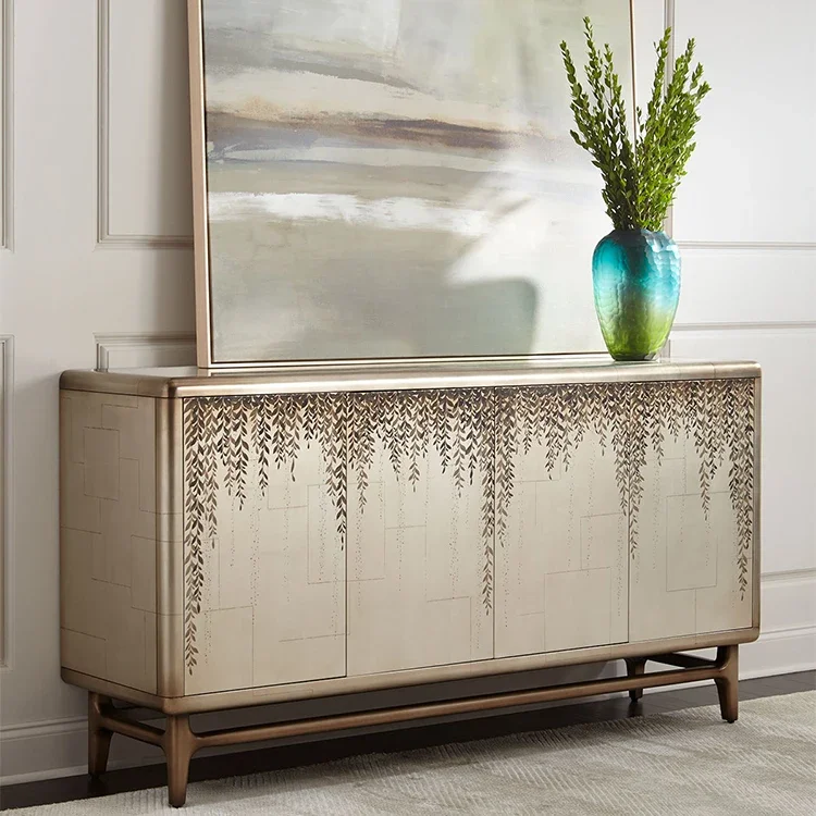 Simple Retro Painted Distressed Dining Room Sideboard Cabinet Sideboard