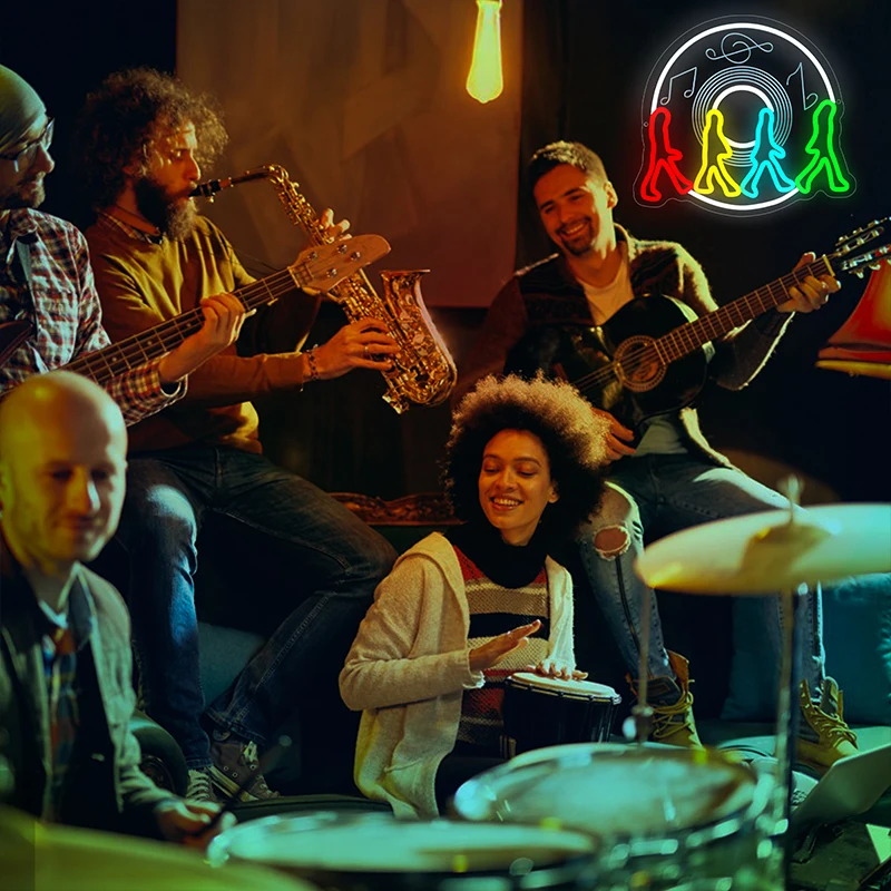 Insegna al neon Rock Band per decorazioni da parete Insegna al neon musicale illuminata per palcoscenici musicali Concerti Bar Camera da letto Festa Regali di compleanno di Natale