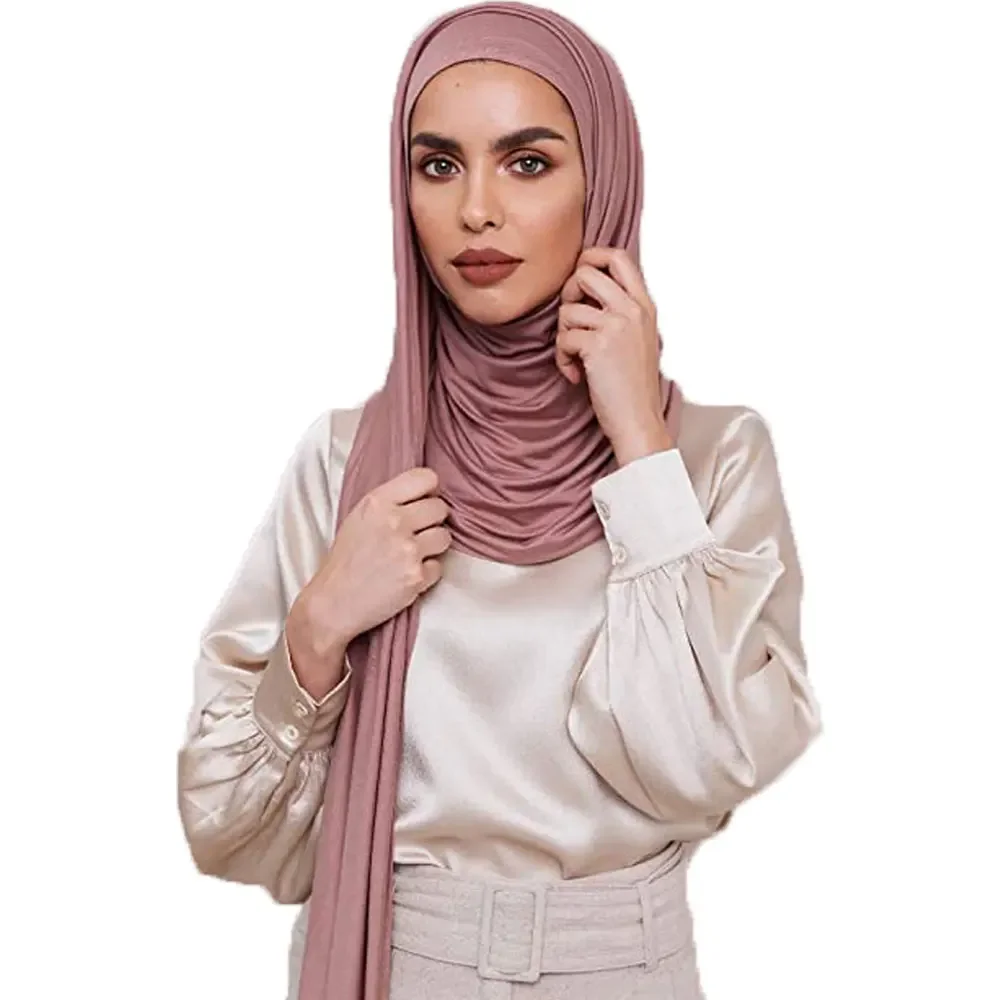 10 pcs Premium Instant Cotton Jersey Hijab Shawls With Hoop Good Stitching Wrap Muslim Women Ladies Scarves 1 pcs 53 colors