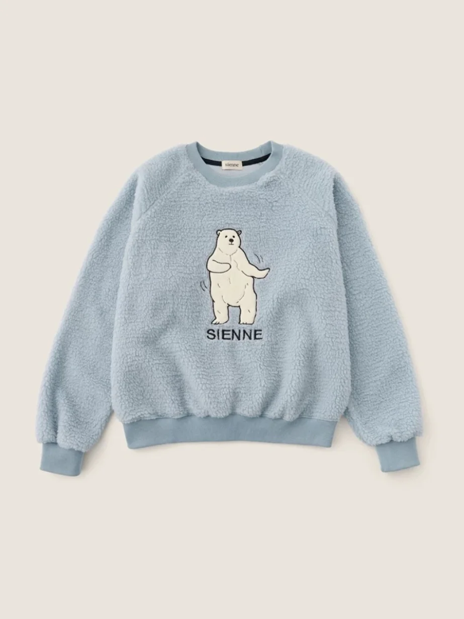 귀여운 춤추는 곰 무늬 라운드 넥 풀오버 스웨트셔츠 겨울 신상품 시엔 여성용 편안한 긴 소매