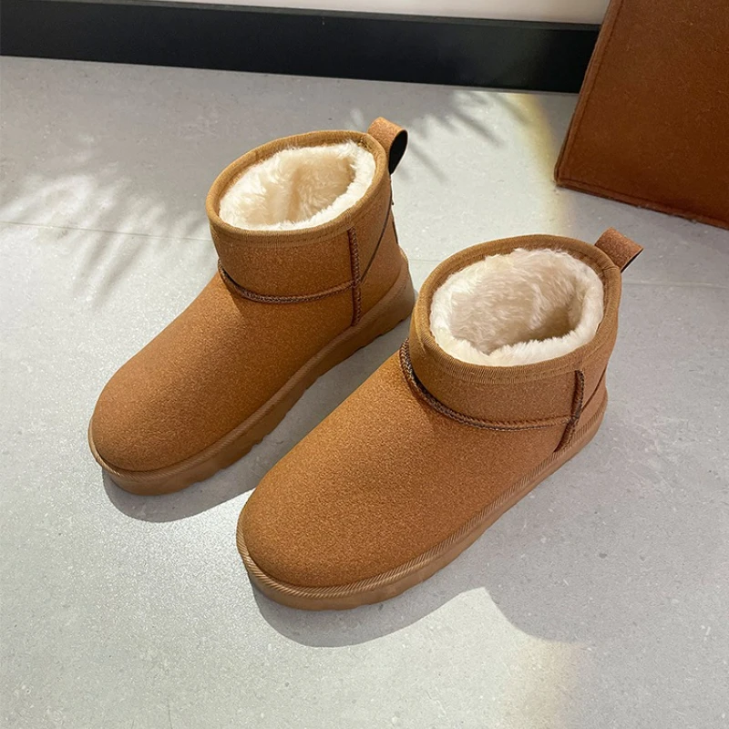 

Новинка 2025 года, женские зимние ультра мини-сапоги, дизайнерские австралийские кожаные ботинки на платформе, теплые ботильоны на меху, роскошные ботинки