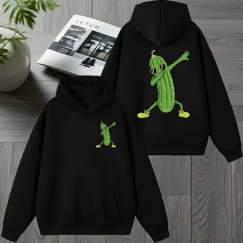 

Funny Humor Dabbing Pickle Dancing Cucumber Lover Graphic Hoodies Unisex harajuku Cartoon pullover Men women Fleece Sweatshirt