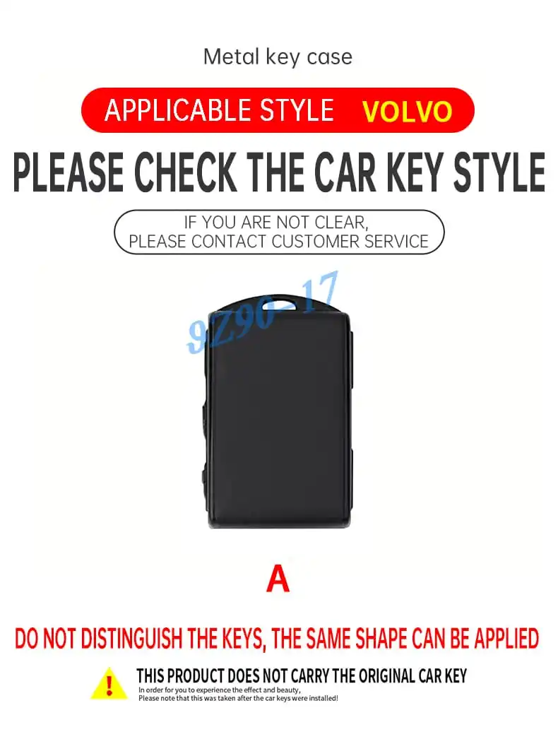 Metal Carbon Fiber Car Key Fob Case Cover Keychain For 2017-2025 Volvo C40 S60 V60 S90 V90 XC40 XC60 XC90 2020-2024 2023 2022