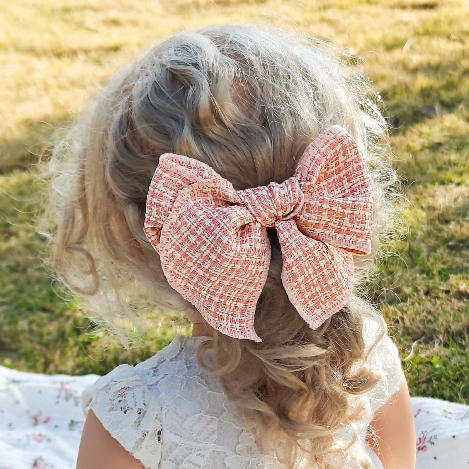 

Cute Baby Girl Hair Clips 4.1 In Big Bow Cotton Hairpins Vintage Side Clip Kids Hairgrips Hair Holder Children Hair Accessories