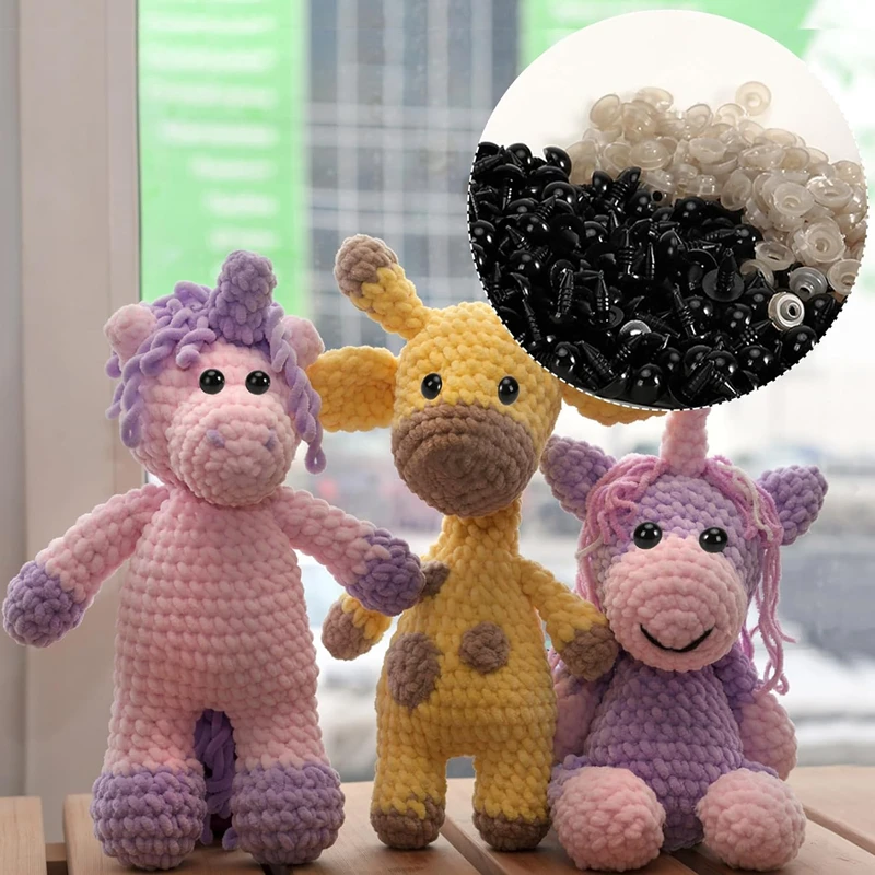200/100PCS-Box Plastic Black Safety Eyes For Toys Mix Size Crochet Animal Eye DIY Crafts Making Doll Toys Amigurumi Accessories