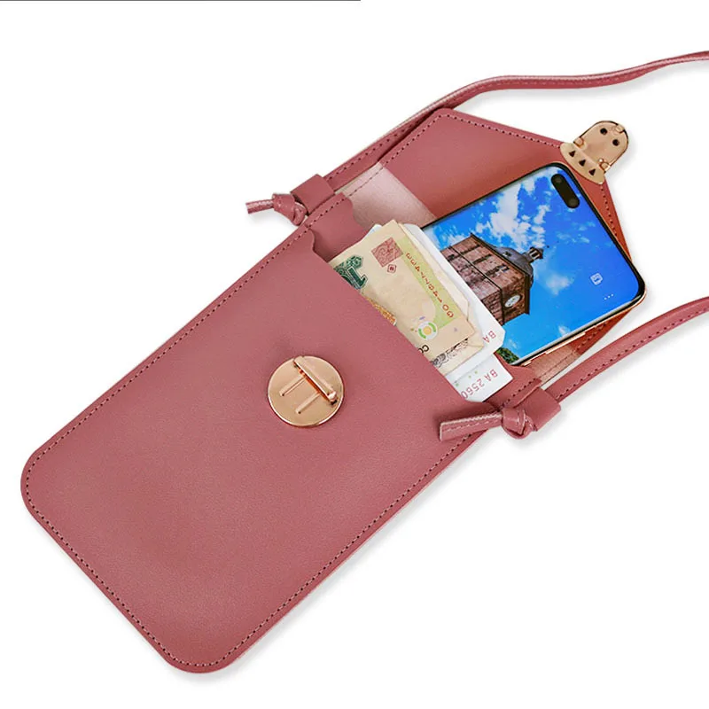 Telefon z ekranem dotykowym torba Crossbody torby kobiety RFID wielofunkcyjny portfel na ramię Mini damska torba mobilna etui z miejscem na karty