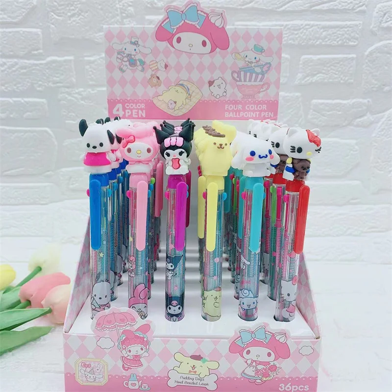 

36 pcs/lot Sanrio Kawaii Animal 4 Colors Ballpoint Pen Cute press ball pens School Office writing Supplies Stationery Gift