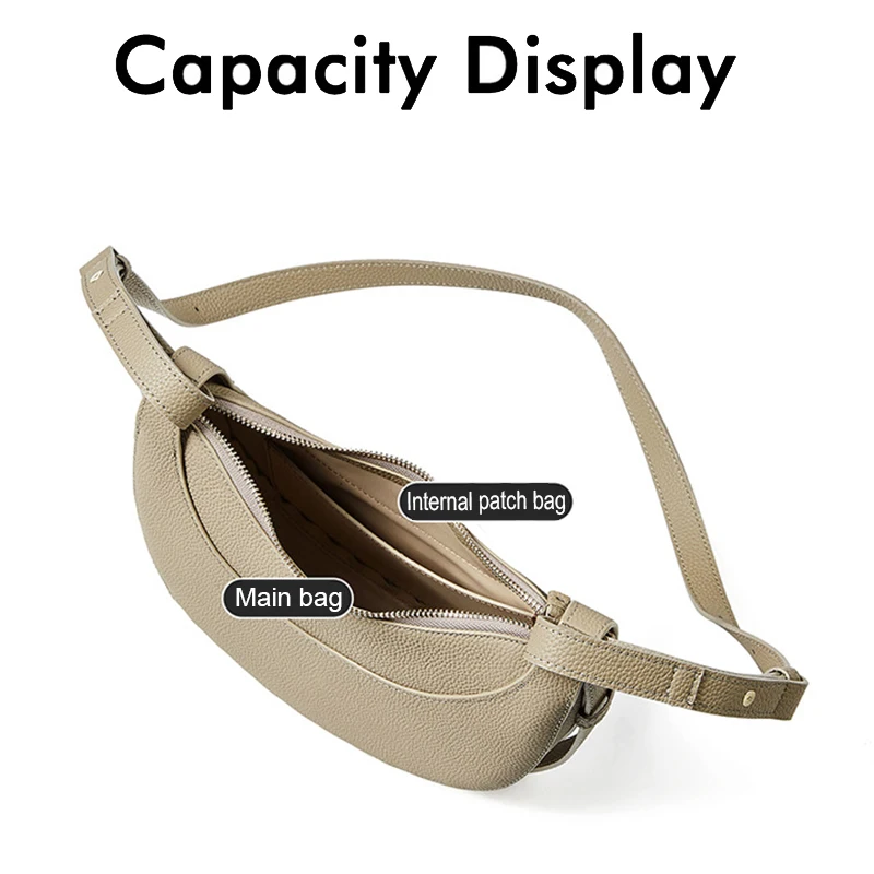 2025 المرأة قسط الملمس الطبقة العليا جلد البقر Crossbody الهلال حقيبة يد الاستخدام اليومي الإبط السرج حقيبة المتخصصة تصميم للسيدات