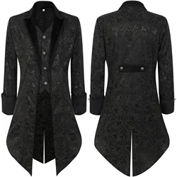 Men Steampunk Gothic Tailcoat Trench Coat Medieval Christmas Vintage Clothing Victoria Uniform Halloween Costume Tuxedo