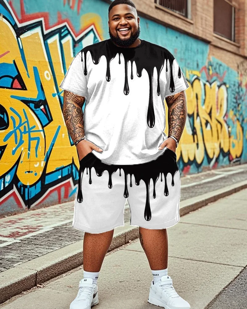 

Мужской костюм большого размера S-9XL — персонализированная футболка с короткими рукавами и шорты с цветными блоками, комплект из двух предметов