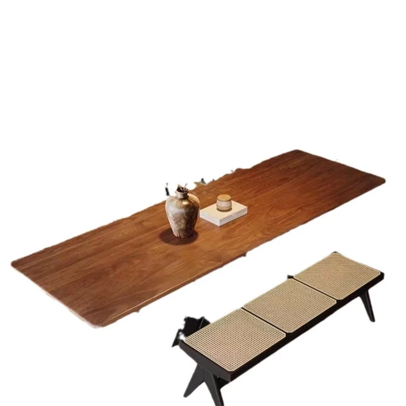 

Nordic medieval long dining table household living room long table solid wood desk simple desk tea table