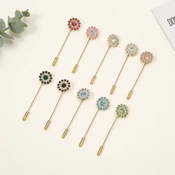 10pcs/Bag Double-Layered Flower Diamond One-Word Brooch Pins Elegant Ethnic Accessories For Women Muslim Hijab Scarf Brooch Pins