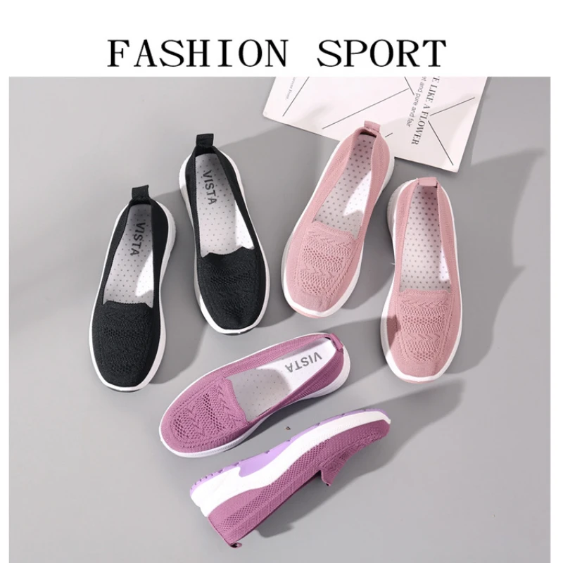 Casual Soft Sole Loafers Fashion Contracted  Mesh Comfortable Breathable Slip-on Woman Flat Sneakers Chaussure Femme