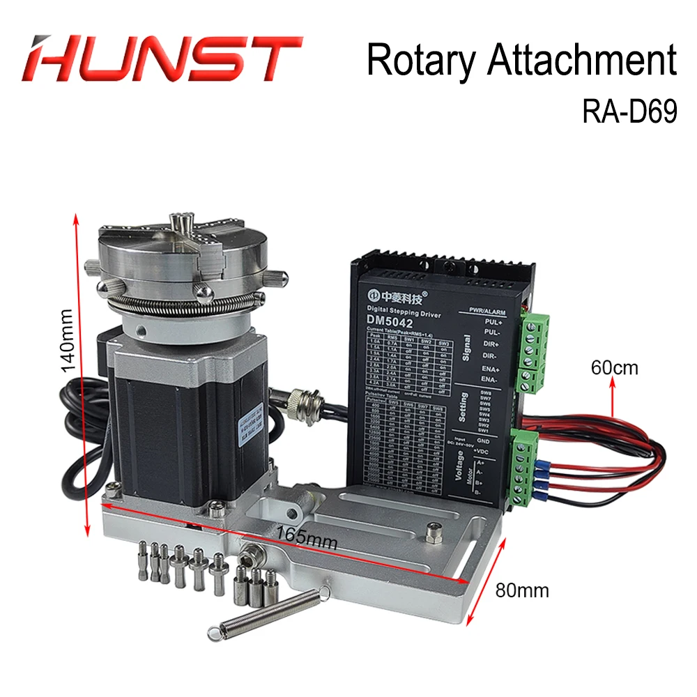 HUNST Rotary Attachment Diameter 69mm Device Fixture Gripper Three Chuck Rotary Worktable for Laser Marking Parts Machine