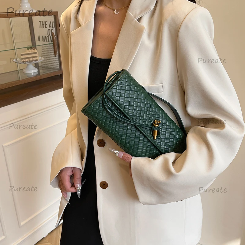 Sac messager tendance de couleur unie – Bandoulière unique en cuir vintage pour les déplacements, le shopping et les fêtes