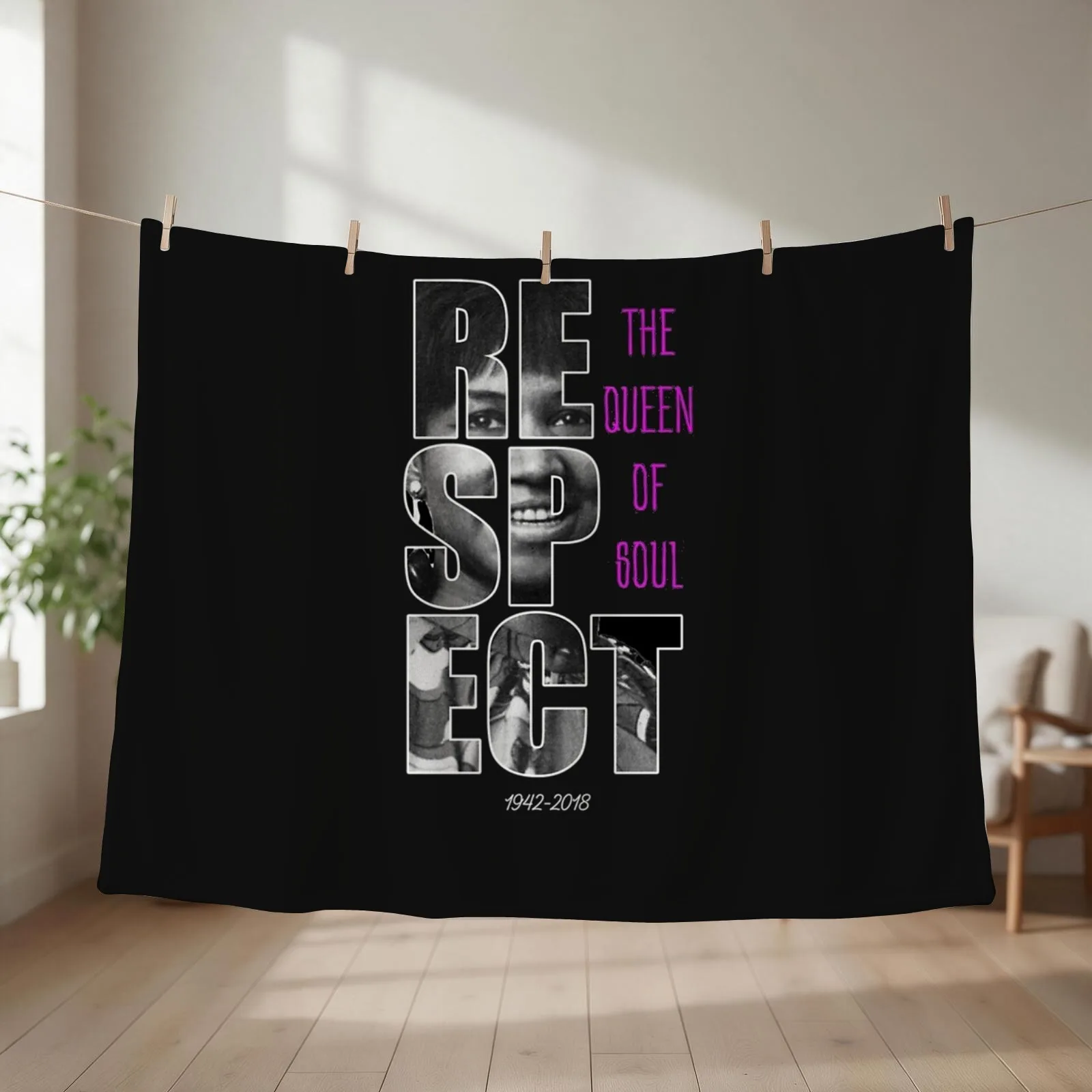 ARETHA QUEEN OF SOUL RESPECT TSHIRT FOR MEN WOMEN Throw Blanket Tourist Thermals For Travel bed plaid Warm Blankets
