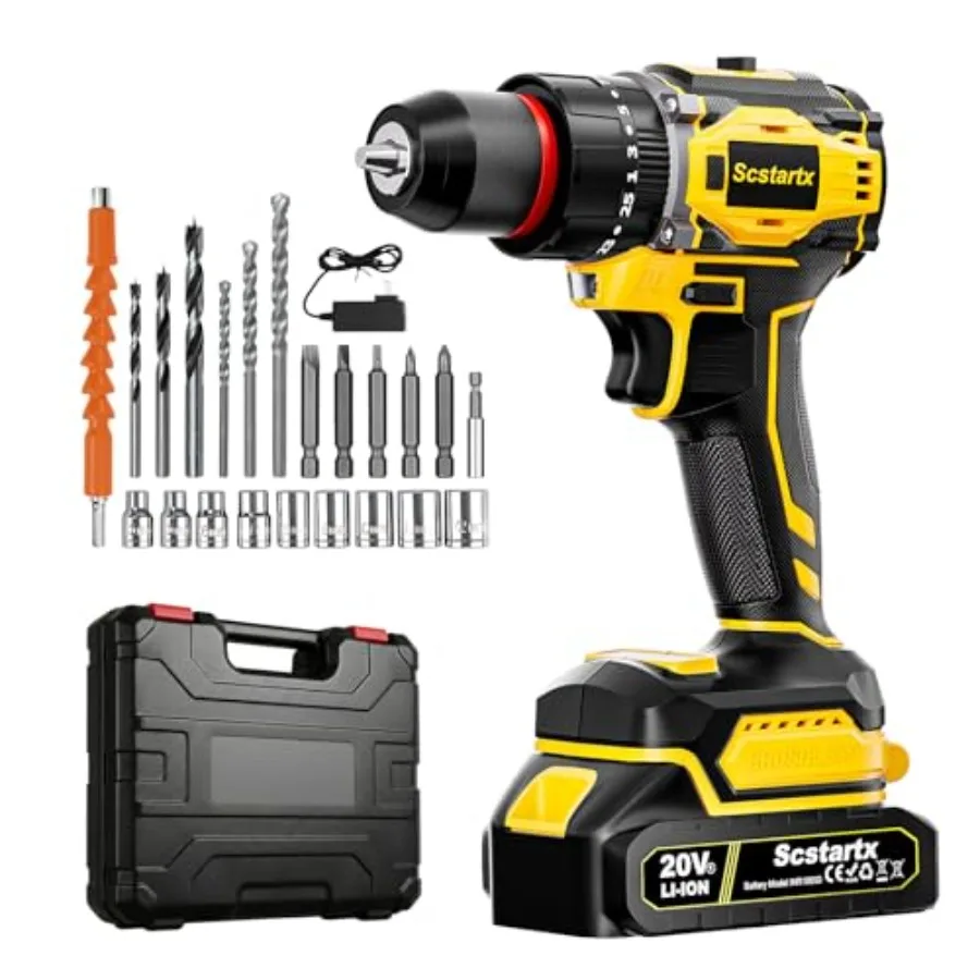 

Аккумуляторная бесщеточная дрель-шуруповерт 20В, 3/8 дюйма, компактный набор из 24 предметов, высокий крутящий момент 70 Нм, литий-ионный аккумулятор 2.0 Ач, для домашнего ремонта и квартир