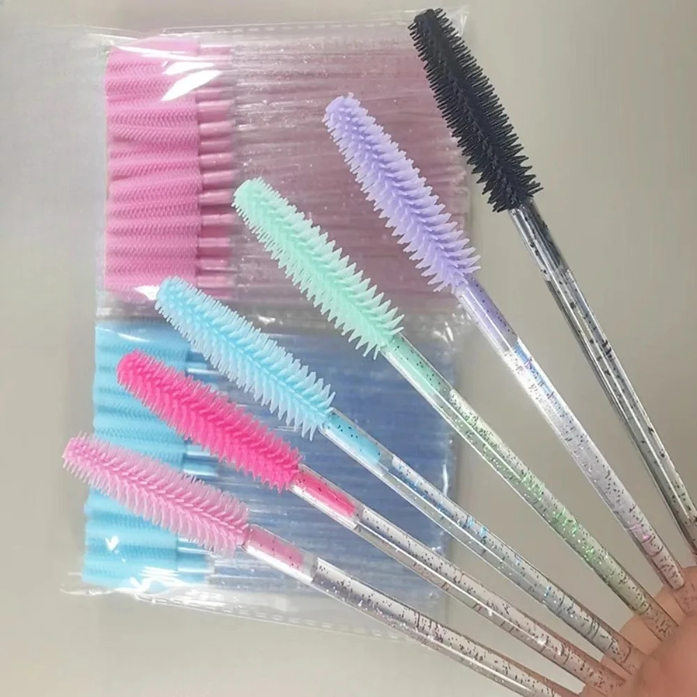 50 pinceaux à cils en silicone cristal, brosses de maquillage pour cils, peignes à sourcils, extensions de cils, micro-brosses, outils cosmétiques