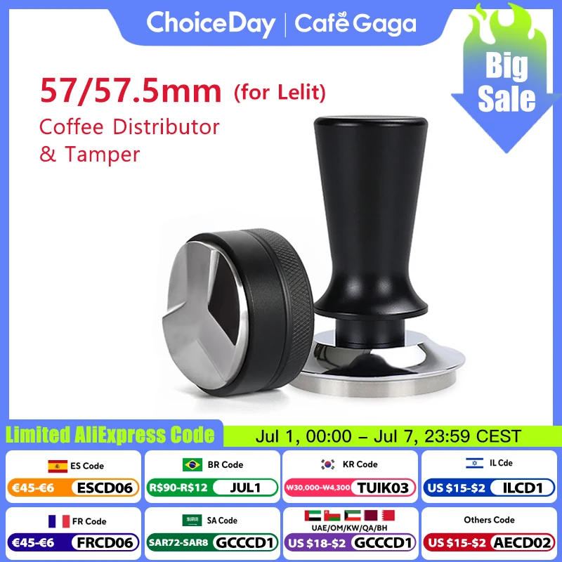 Distribuidor de café nivelador de manipulación para Lelit Anna Anita 57mm 57,5mm acero inoxidable Barista Espresso accesorios herramientas de Barista