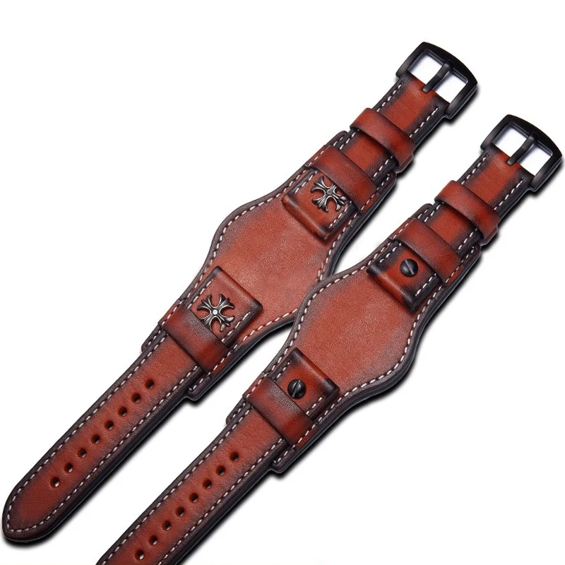 

Leather Retro Strap Hand Brushed Watch Chain Base Style Leather Strap For Fossil Panerai Rolex Tudor Watch Band18mm 20mm 22mm