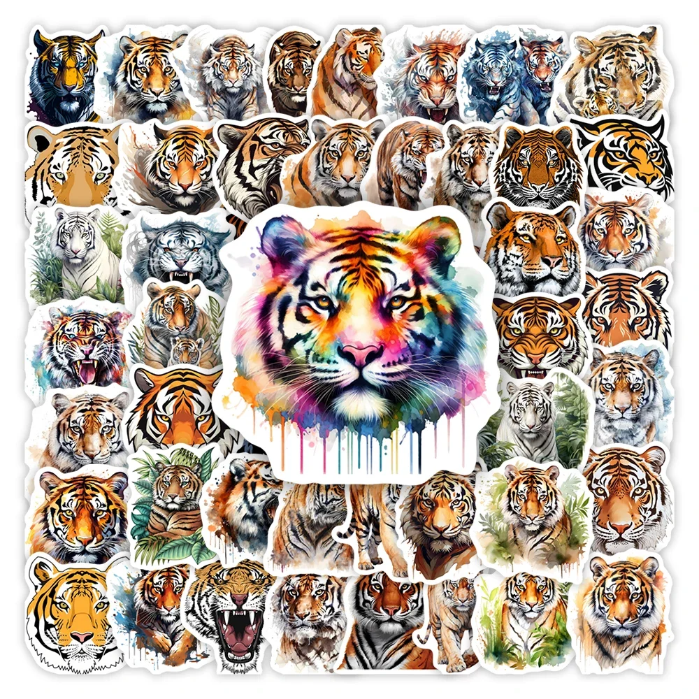 Tiger Illustration Art Stickers Clipart Collection DIY Gift Toys Waterproof Decal for Laptop Scrapbook Phone Bottles Luggage