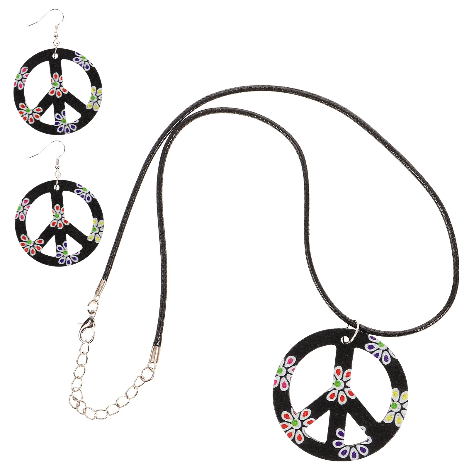

Plastic Hippie Costume Party Supplies Accessory Set Necklace Earring Dress Lightweight Durable Halloween Creative Decoration