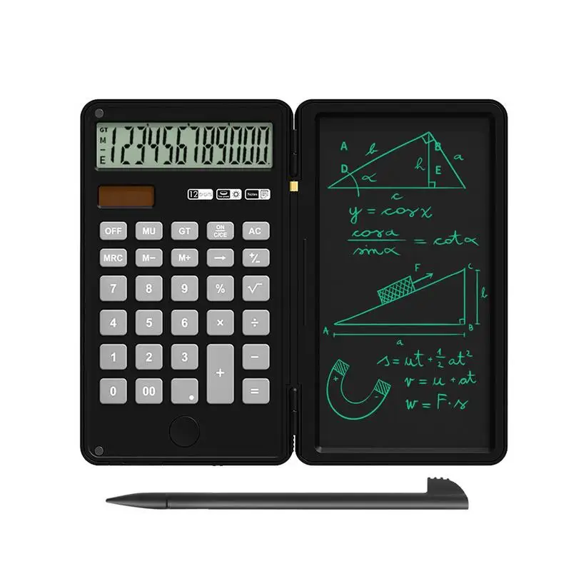 Desk Calculator 12-digit Calculators And Foldable Writing Pad Dual Power Battery And Solar Calculators With Desktop For