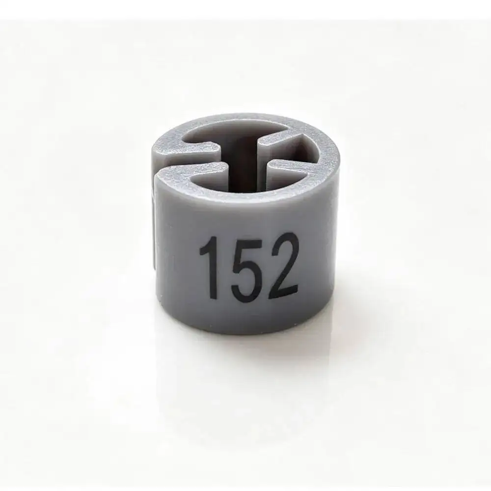 200 Stück/Lot graue Kunststoff-Kleiderbügel-Größenmarkierungen, vorgedruckt, kreisförmiger Würfelclip, 104–170 Größen, sortiert, Zubehör für Kleiderbügelteiler – Detail 6