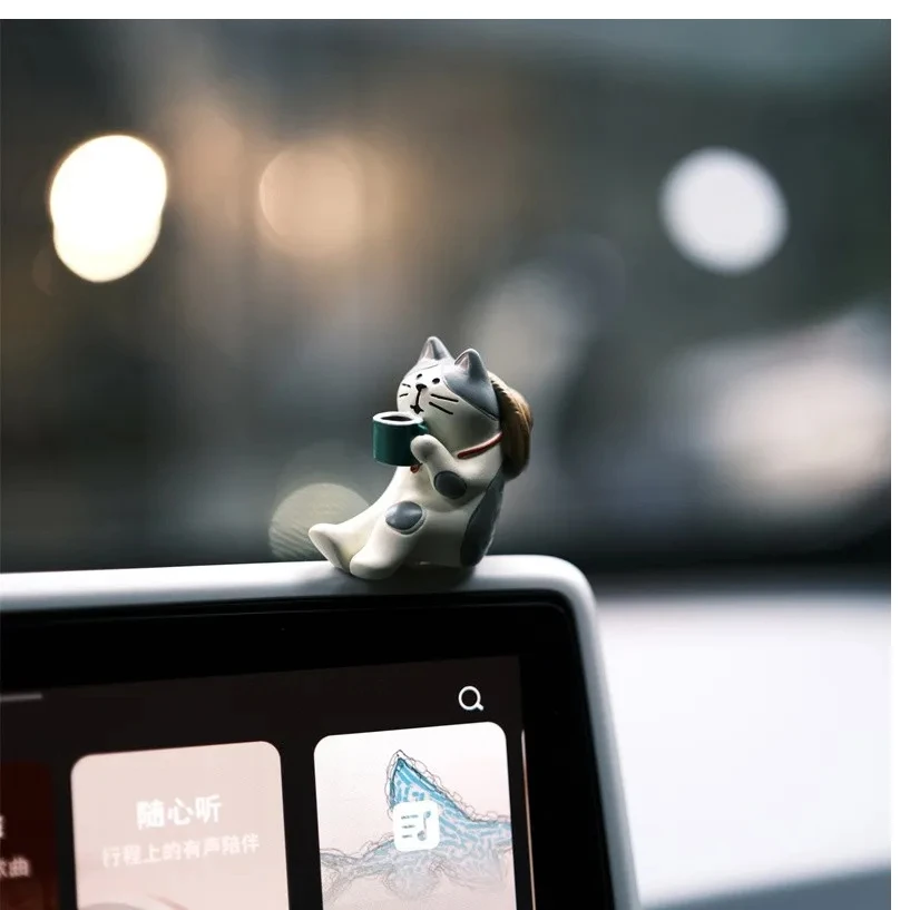 

Cute Healing Kitten Ornaments For Car Dashboard Resin Cat Figure Car Interior Decorative Cat Ornament Vehicle Accessories