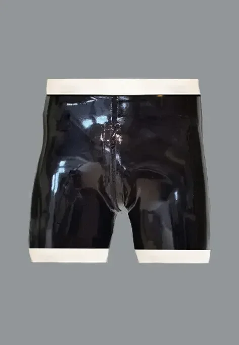 

Rubber Latex Pouch Front Thru Zip Boxer Shorts Gummi Party Suit Catsuit Ganzanzug Bodysuit Anzug Overall Kostüm