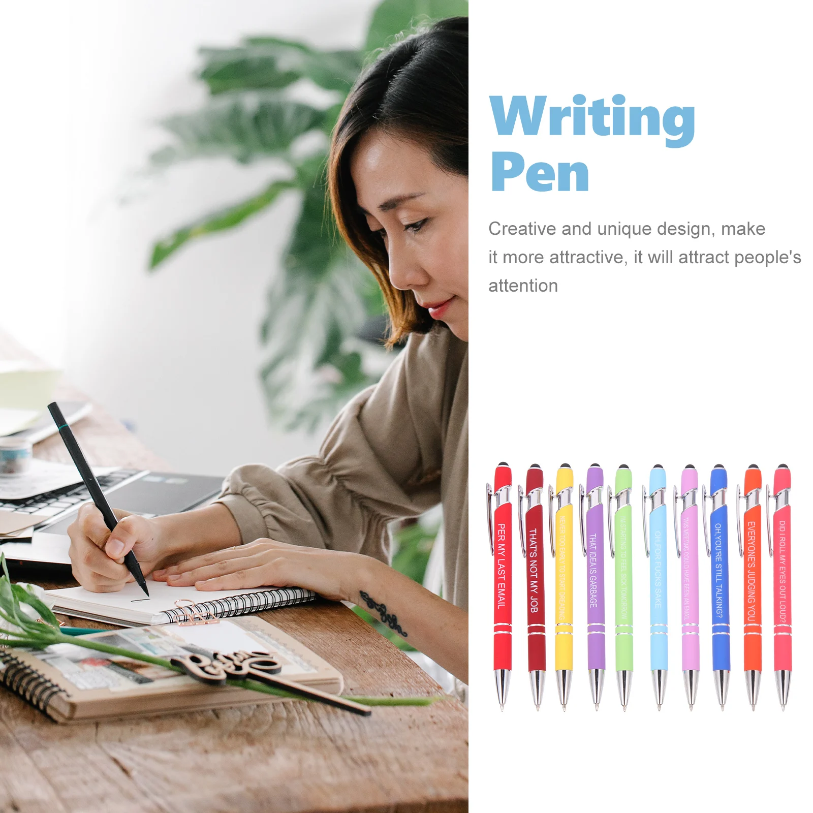 

10pcs Portable Ballpoint Pens Inspiring Quote Design Stylish Ergonomic Pens For Office Study Household Smooth