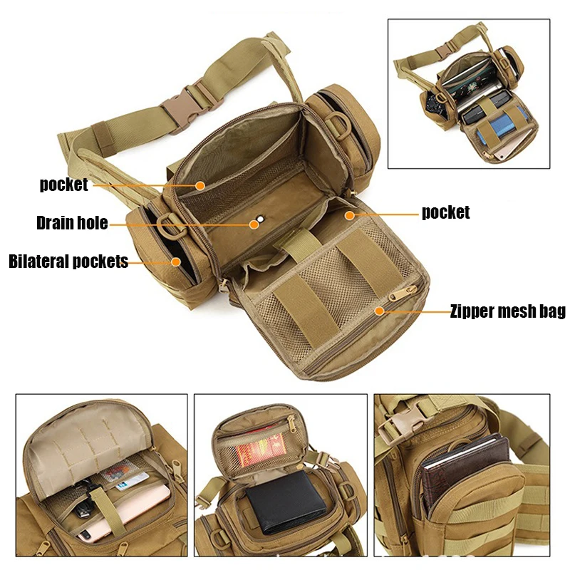 Men's Tactics Bag Waist Pack Fanny Pack Molle Bag High Quality Nylon Belt Pocket Outdoor Hiking Messenger Bag