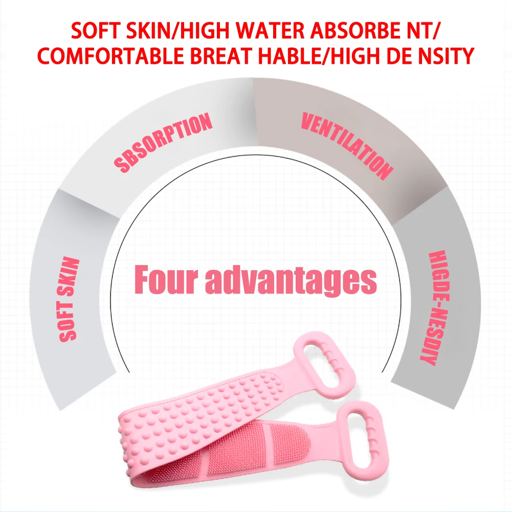 Silicone Back Scrubber Soft Loofah Bath Towel Bath Belt Body Exfoliating Massage For Shower Body Cleaning Bathroom Shower Strap