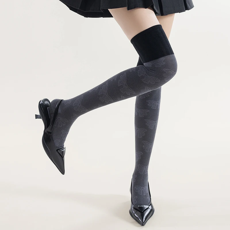 Women's Stockings New Trendy Long Cute Bow Simple Thigh High Socks Female High Quality Autumn Fashion Girls Over the Knee Socks
