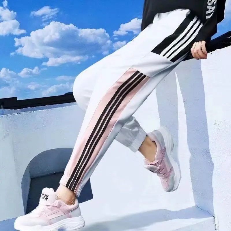 

Sports Pants Female Summer ThininsTrendy Loose Student2025New FatmmPlus Size Ankle Length Ankle-Tied Casual Pants