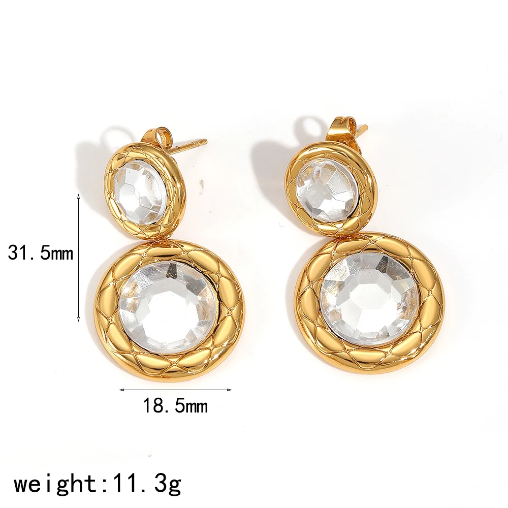 Modische, zarte, glänzende Ohrstecker aus Edelstahl mit Zirkonia, 18K Goldfarben plattiert, hochwertiger Schmuck, Geschenkidee – Detail 6