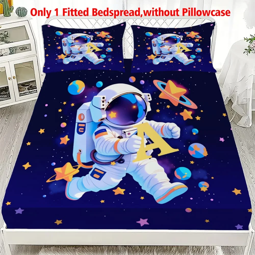 1 Stück Cartoon-Astronauten-Motiv Spannbettlaken mit Tiefen Taschen Elastischer Matratzenbezug Einzel Doppel Queen King Schlafzimmer-Dekoration