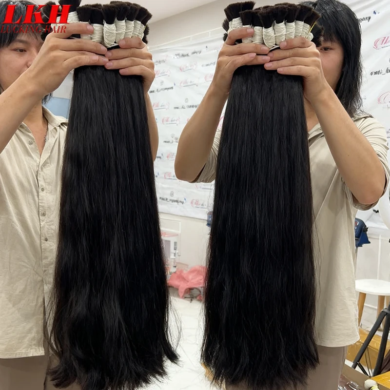 Cabello Lacio con Mechas, 100% Natural Virgen, Suave Sin Procesar, para Trenzas, Extensiones que Aumentan el Volumen 2