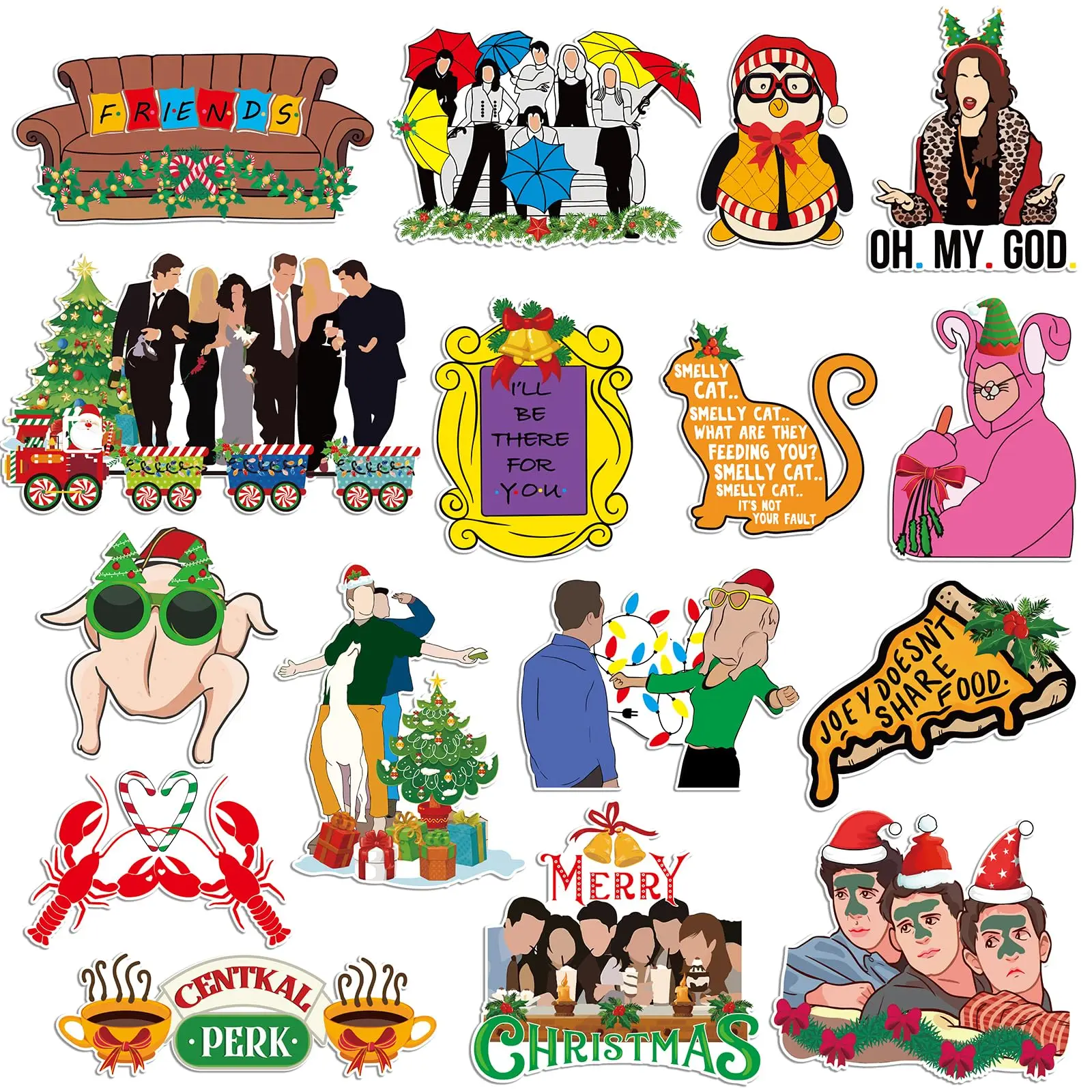 

Friends TV Show Christmas Decoration, 16Pcs Friends Christmas Refrigerator Car Magnets Decal Merchandise Gifts, Funny Xmas Magne