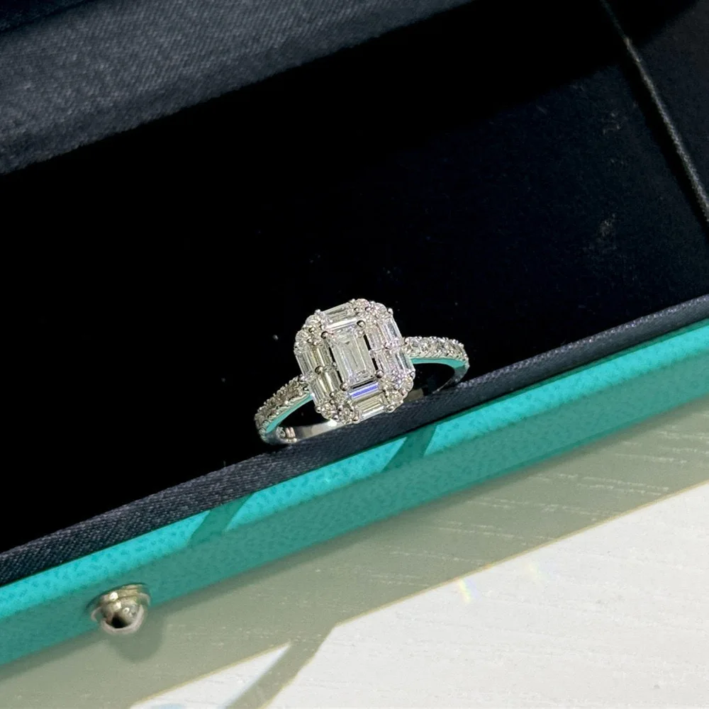 2024 S925 New Trend Classic High Quality Brand Luxury Women's Jewelry Square Ring Zircon Anniversary Birthday Gift