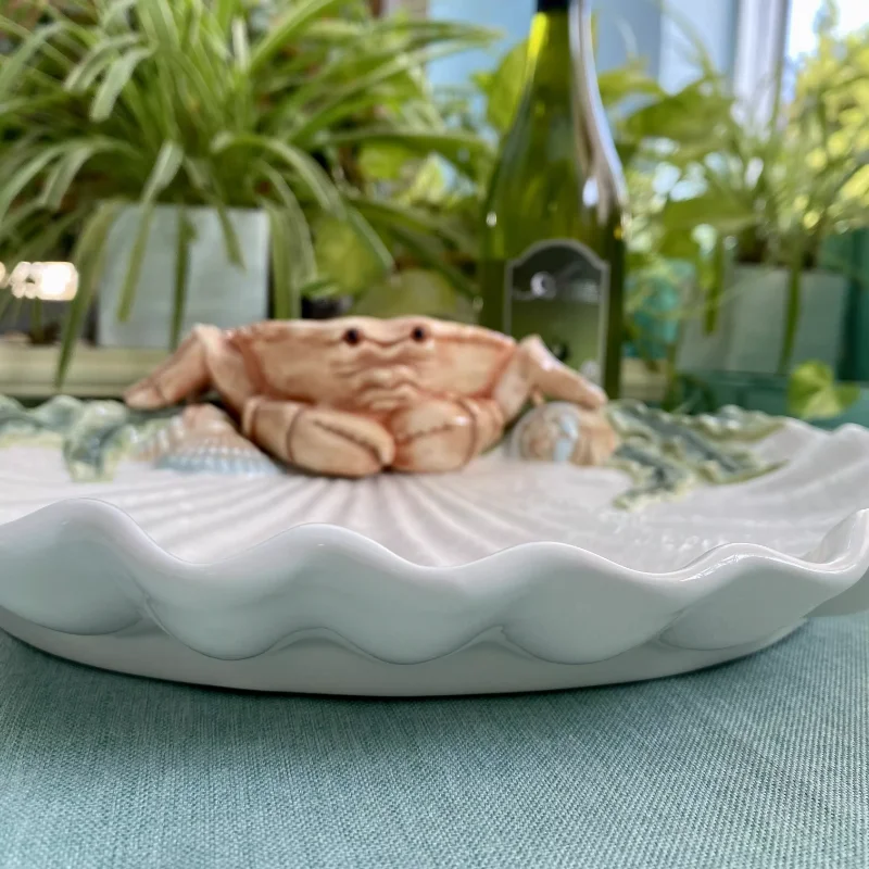 European creative shell ceramic saucer with sauce Home dining plate shrimp dumpling plate snack dessert plate ceramic shell dish