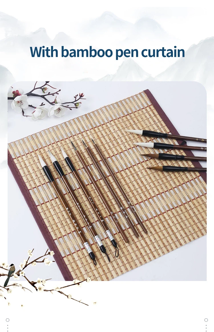 Chinesische Malerei Pinsel Anfänger Kalligraphie Zeichnung Bambus Stift Vorhang Filz Reis Papier Set Landschaft Zeichnung Schreiben Kunst Versorgung – Detail 7