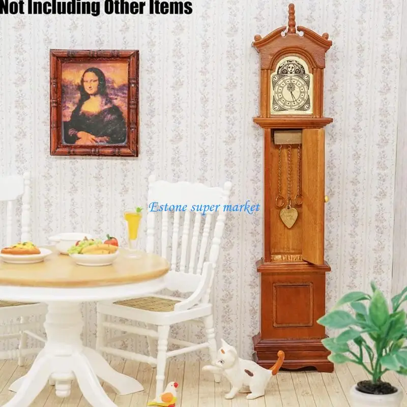 

090B Elegant Miniature Grandfather Clock Model Pretend Play Collection Pretend Play